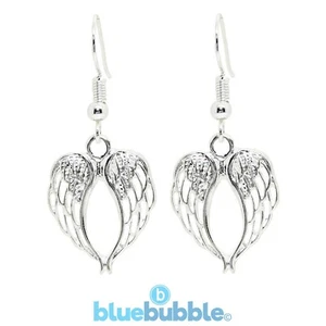 Bluebubble ANGEL HUGS Earrings Vintage Feather Boho Chic Spiritual Guardian Wish - Picture 1 of 1