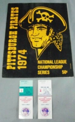Pgh Pirates, 1974 N L Championship Series Program & Ticket Stubs (2), Dodgers - Image 1 of 4