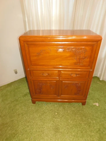 Fine Antique Chinese Rosewood Carved Chest  Writing Desk Bar By Cathay Arts Co Cover