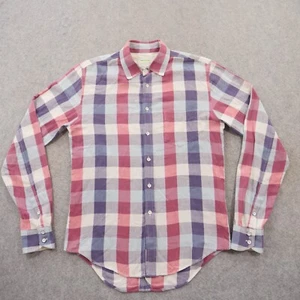 Rag Bone Shirt Mens Medium Red Blue Button Up Long Sleeve Plaid - Picture 1 of 15