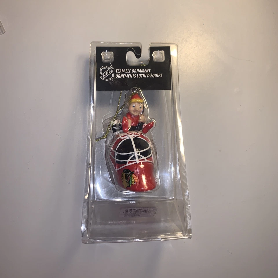 NHL Chicago Blackhawks TEAM PAINTING ELF Ornament, NEW - Image 1 of 2
