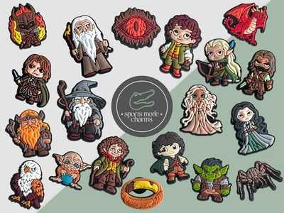 SPORTS MODE CHARMS LOTR - Charms for Shoes Clogs Sandals - Ring Dragon Elf Hobbit Ork Magic Evil