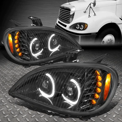 [Full LED] For 04-17 Freightliner Columbia DRL Dual Projector Headlights Balck - Image 1 of 4