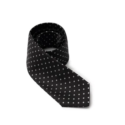 Corbata puntiaguda ajustable con estampado de lunares 100 % seda corbata negra Dolce&Gabbana para hombre Foto 1 de 4