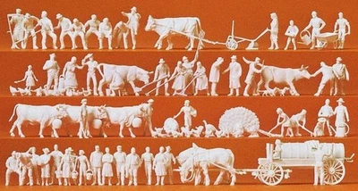 Trabajadores Preiser 16354 escala HO -- Figuras de campo sin pintar Foto 1 de 4