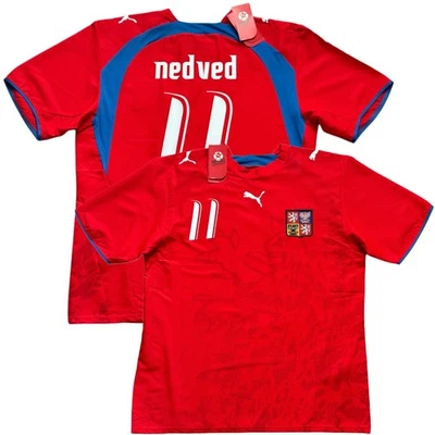2006/07 Czech Republic Home Jersey #11 Nedved Large Puma Soccer World Cup Red - Image 1 of 4