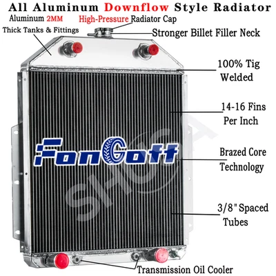 3 Row Aluminum Radiator For 1942-1952 1950 1949 Ford F1 F2 F3 F4 FlatHead Engine - Image 1 of 4