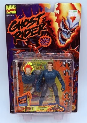 Toybiz Ghost Rider II 未蒙面人偶 复古 1995 GLOW Johnny Blaze 全新带盒 — 第 1/2 张图片