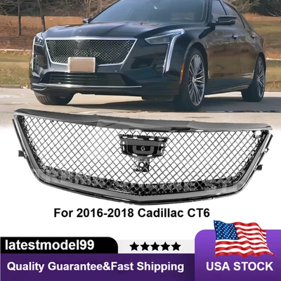 Parachoques delantero parrilla superior negro estilo ala negra para Cadillac CT6 2016-2018 Foto 1 de 4