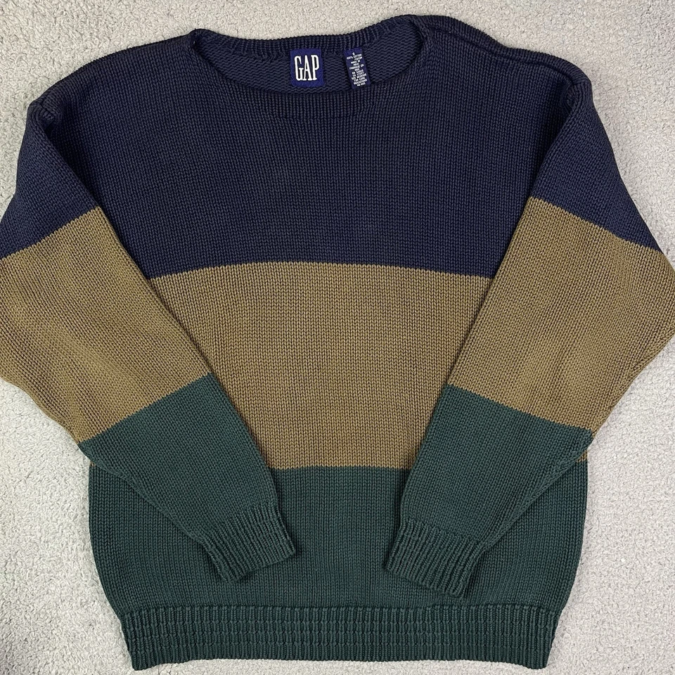 Vintage 90s GAP Sweater Mens S Multicolor Preowned Colorblock Pullover Jumper - Image 1 of 4