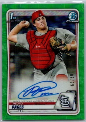 2020 Bowman Chrome 1st Bowman Green Refractor Auto /99 Pedro Pages #CPA-PP - Image 1 of 2