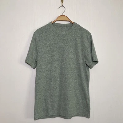 J. Camiseta CREW Para Hombre Pequeña Verde Lino Mezcla Algodón Rayas Fábrica Cuello Redondo Nueva Foto 1 de 4