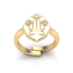Yoga Symbol Brass Ring Gold Plated Enamel Zirconia Jewelry Adjustable US-7 to 9 - Picture 1 of 4