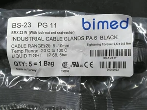 (Pack of 5) Bimed Cable Glands BS-23 BMX-23-W 5-10mm Cable Range IP68 - Picture 1 of 2
