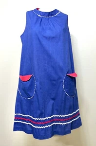 Vintage 60er 70er Jahre rot weiß blau reich Rac Tasche ärmelloses Zelt Wechselkleid M - Bild 1 von 6