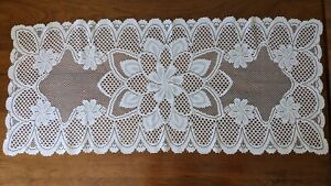 Rectangle Lace Table Runner Ivory 38"x16” Large Center Flower Beautiful