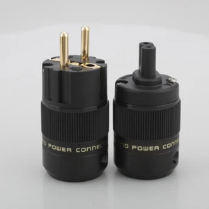 Par de figuras Schuko macho enchapado en oro de 24K HI-End 8 IEC C7 enchufe de alimentación principal - Imagen 1 de 6