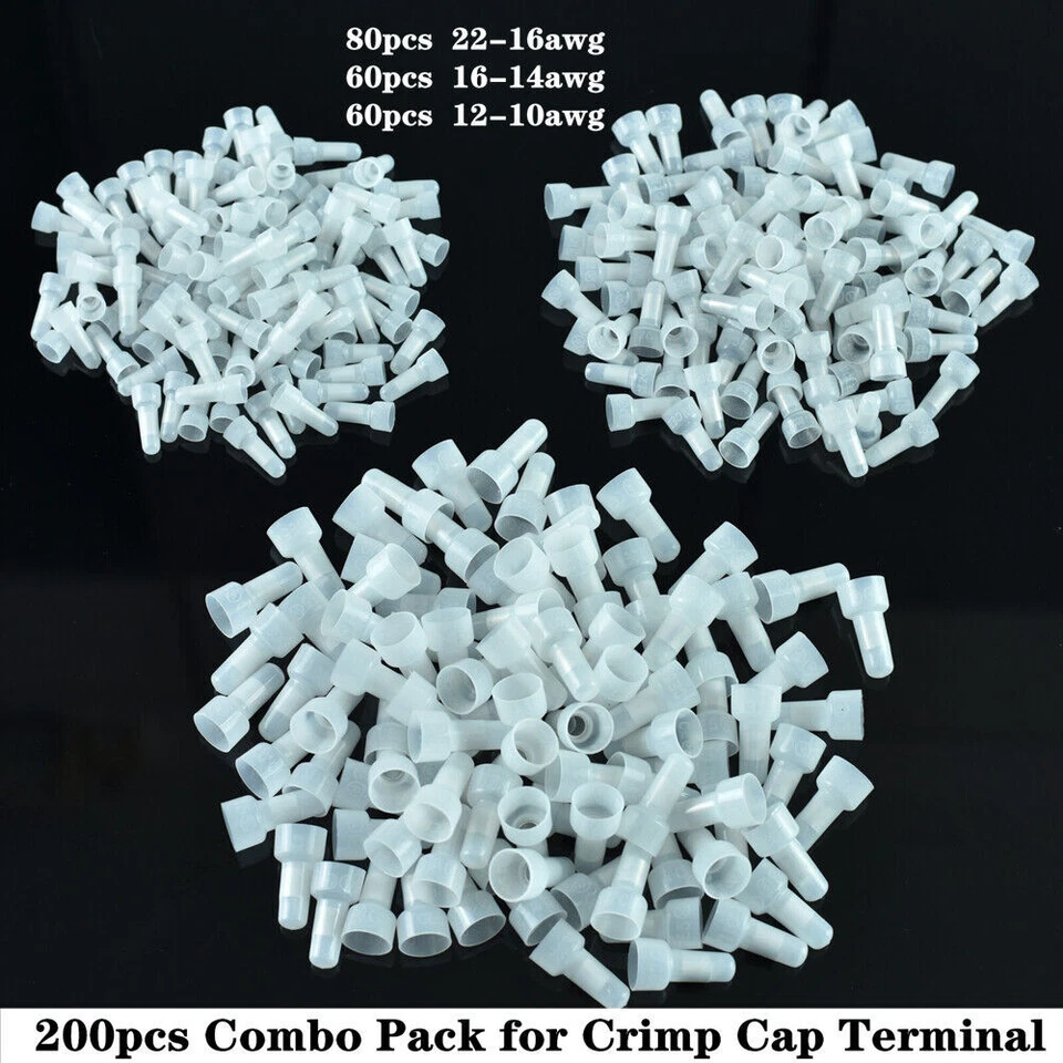 22-18 16-14 12-10AWG Gauge Wire Closed End Crimp Cap Terminal Connector 200PCS - Image 1 of 1