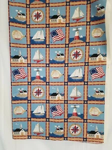 Nautical Cotton Fabric 1 Yard Americana Theme 1996 - Picture 1 of 4