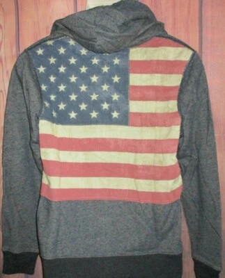 MENS DENIM & SUPPLY RALPH LAUREN DISTRESSED AMERICAN FLAG HOODIE JACKET SIZE S - Image 1 of 3