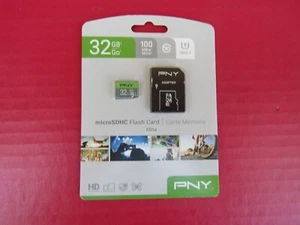 PNY microSDHC Flash Card 751492593739 32GB UHS-I 100MB Elite NEW Adapter - Picture 1 of 2