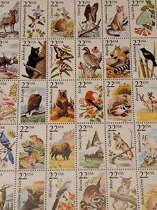Scott 2286-2335 NORTH AMERICAN WILDLIFE Sheet of 50 US 22¢ Stamps MNH 1987