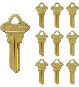 SCHLAGE SC-1 House Key Blanks Brass 10 PACK Maintenance RE Agency-Apartments - Picture 1 of 3