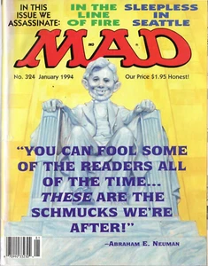 Mad Magazine, enero 1994 # 324, Abraham E. Neuman (Lincoln) Memorial ~ Bueno - Imagen 1 de 7