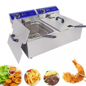 Commercial Electric Deep Fryer Twin Fat Chip Frying Cooker Stainless Steel - Picture 1 of 9