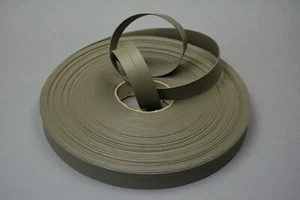 Olive Green 20mm Leatherette Flat Folded Ribbon Trimming Tape Strap PU Vegan - Picture 1 of 2