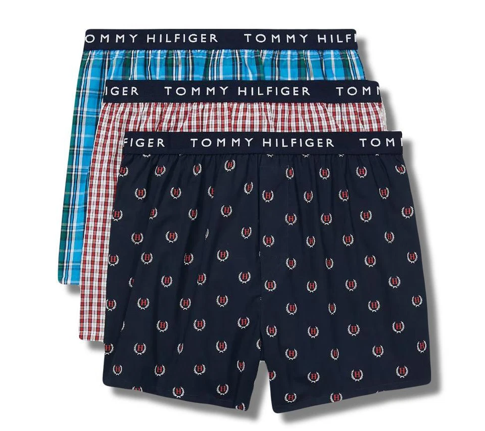 TOMMY HILFIGER MEN X3 - 243 JULES LARGE - 3 PACK WOVEN BOXER UNDERWEAR - Image 1 of 1