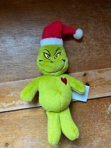 Mini Green Plush Dr. Seuss Grinch in Red Santa Claus Hat Stuffed Storybook Chara - Picture 1 of 6