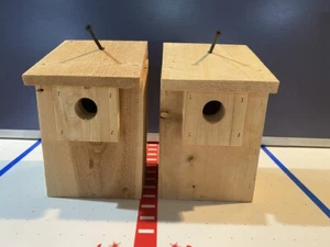 2 Cedar Bird Houses, 1 Wren & 1 Chickadee, or 2 of one type, Natural or Scorched - Picture 1 of 5
