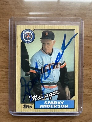 1987 年 Topps Sparky Anderson 卡片签名老虎红队霍夫投资 — 第 1/2 张图片