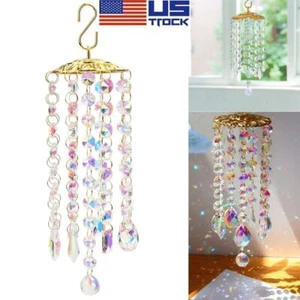 New Crystal Wind Chimes Colorful Home Garden Patio Lawn Hanging Decor Ornament - Picture 1 of 12