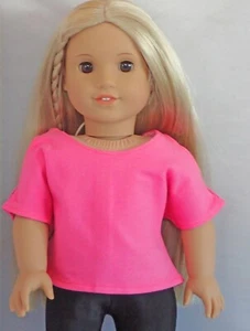 Camiseta rosa manga corta hombro frío se adapta a muñeca American Girl de 18 pulgadas - Imagen 1 de 2