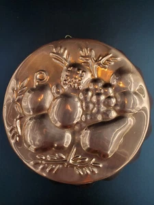 Copper Ruffled Round Fruit Jello Cake mold wall decor 8" x 2½" - Picture 1 of 4