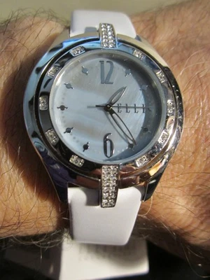 ELLE WATCH MOTHER OF PEARL DIAL CRYSTAL BEZEL  RUNS GREAT FITS TO 7 1/2" - OFC-S - Image 1 of 4