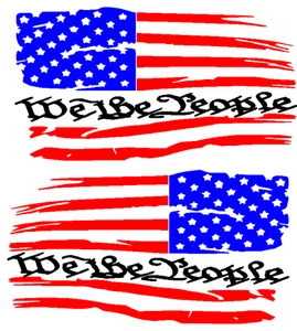 We The People Decal American Flag Vinyl Set Distressed USA Sticker Left Right - Picture 1 of 2