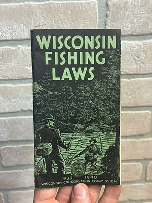Guía folleto de regulaciones de leyes de pesca de Wisconsin 1939-1940 de colección Foto 1 de 4