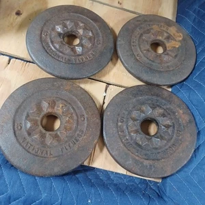 Placas de peso de hierro fundido National Fitness 5 lb ea. (Juego de 4) Vintage 20lbs Total - Imagen 1 de 9
