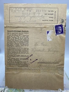 1943 Germany Concentration Camp Letter Cover Auschwitz to Litzmannstadt - Picture 1 of 7