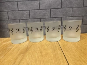 nota musical vasos de whisky regalo músico vidrio empañado música (lote de 4) - Imagen 1 de 6