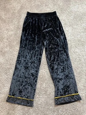 Pantalones de salón Sofia Vergara Intimates para mujer negros terciopelo aplastado dorado | Talla M Foto 1 de 4