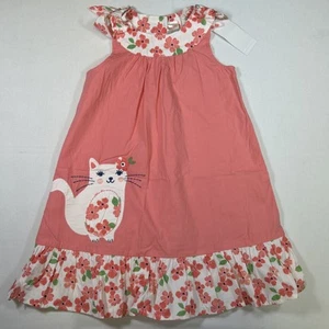 Gymboree Girls Spring Summer Pink Cat Flower Dress Size 5 5T NWT - Picture 1 of 6