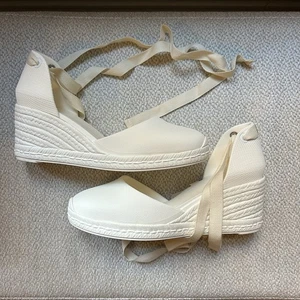 Castaner Carina Espadrille Wedge Sandals Ankle Wrap Tie Blanco White Size 8 - Picture 1 of 13
