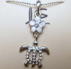 Hawaiian CZ Black Turtle Pendant w/ 18kgp Metal Ball Chain 18" Long # 50088-2 - Picture 1 of 1