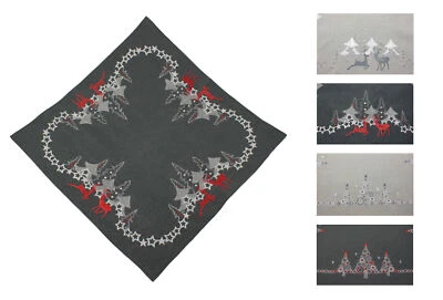 Tischdecken Weihnachten Stickerei Weihnachtsdeko Leinenoptik Mitteldecke Advent - Bild 1 von 4