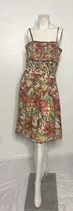 TWYLA BLU Damen Blumenmuster Spaghetti Riemen A-Linie plissiert Baumwolle gefüttert Kleid Größe 10 - Bild 1 von 7
