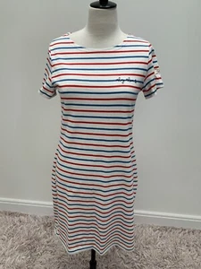 Joules Riviera Jersey Dress, Size UK 12 In Blue & Red Stripe Ahoy There New
